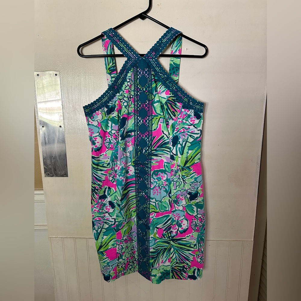 Lilly Pulitzer Teal, Pink & Green Tropical Shift Dress